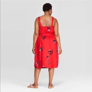 Ava & Viv Red and Blue Floral Midi Dress